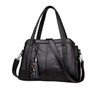 Borsa a mano da donna morbida grande capacità borsa a tracolla donna di lusso borsa compatibile con borse per moto borsa posteriore, Nero , taglia unica