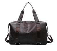 Borsa a mano da uomo in PU viaggio, morbida pelle, tracolla, allenamento sportivo, grande capacità, a per viaggi all'insegna del fitness(Brown)