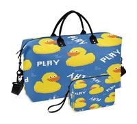 Borsa a mano da viaggio Borsa da palestra Borsone da viaggio per una notte Borsa da viaggio con tracolla regolabile per viaggi di lavoro Grande capacità Play Pixel Little Yellow Duck, Multi, 1 size,