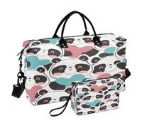 Borsa a mano da viaggio Borsa sportiva Tote Gym Bag Carry On Personal Item Bag con borsa da toilette per sport Grande capacità Cartoon Cute Panda Head Colorato, Multi, 1 size, Moderno/adattabile