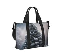 Borsa a mano da viaggio con albero di Natale e neve, per donne e uomini, pieghevole, portatile, per viaggi nel fine settimana