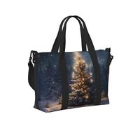 Borsa a mano da viaggio con albero di Natale e neve, per donne e uomini, pieghevole, portatile, per viaggi nel fine settimana