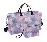 Borsa a mano da viaggio con foglia d'acero viola, borsa da viaggio per la notte, palestra, sport, con borsa da toilette per escursionismo, multifunzionale