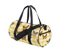 Borsa a mano da viaggio, con motivo a quadri, colore: giallo e bianco, pieghevole, ideale per la palestra