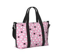 Borsa a mano da viaggio con pecora bianca su sfondo rosa, per donne e uomini, borsa da viaggio pieghevole per viaggi di fine settimana