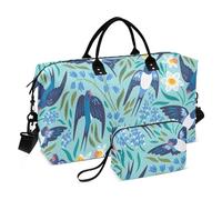 Borsa a mano da viaggio con rondini volanti e fiori primaverili, borsa da weekender, con borsa da toeletta, borsa da palestra, borsone sportivo per trekking, viaggi di lavoro, set da 2 pezzi, Rondini