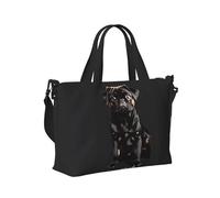 Borsa a mano da viaggio con simpatico cane carlino nero - scala standard 2_00x stampa borsa a mano donna uomo tracolla tote per weekend fuga palestra vacanze