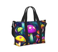 Borsa a mano da viaggio con stampa artistica con funghi luminosi, per donne e uomini, leggera, pieghevole, per gite nel fine settimana, palestra, vacanze