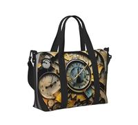 Borsa a mano da viaggio con stampa artistica con orologio, portatile, pieghevole, borsa a tracolla per il fine settimana, viaggi, palestra, vacanze