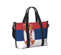 Borsa a mano da viaggio con stampa bandiera della Serbia per donne e uomini, leggera e pieghevole, per viaggi di fine settimana, palestra, vacanze