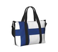 Borsa a mano da viaggio con stampa con bandiera finlandese per donne e uomini, leggera, pieghevole, per gite nel fine settimana, palestra, vacanze