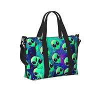 Borsa a mano da viaggio con stampa di alieni verdi, per donne e uomini, pieghevole, portatile, per viaggi nel fine settimana