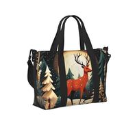 Borsa a mano da viaggio con stampa di cervi di buon Natale, per donne e uomini, leggera, pieghevole, per gite nel fine settimana, palestra, vacanze