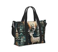 Borsa a mano da viaggio con stampa di cervi natalizi, per donne e uomini, leggera, pieghevole, per gite nel fine settimana, palestra, vacanze