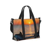 Borsa a mano da viaggio con stampa di delfini al tramonto, borsa a tracolla per donne e uomini, per weekend, palestra, vacanze