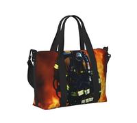 Borsa a mano da viaggio con stampa di fiamme da pompiere, portatile, pieghevole, per il fine settimana, viaggi, palestra, vacanze