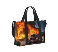 Borsa a mano da viaggio con stampa di fiamme da pompiere, portatile, pieghevole, per il fine settimana, viaggi, palestra, vacanze