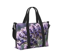 Borsa a mano da viaggio con stampa di fiori di lavanda per donne e uomini, leggera, pieghevole, per lavoro, fine settimana, viaggi, campeggio