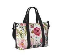 Borsa a mano da viaggio con stampa di foglie e fiori per donne e uomini, leggera, pieghevole, per viaggi nel fine settimana, palestra, vacanze