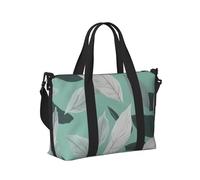 Borsa a mano da viaggio con stampa di foglie grigie menta, borsa a tracolla da donna per weekend e vacanze in palestra