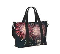 Borsa a mano da viaggio con stampa di fuochi d'artificio per donne e uomini, leggera, pieghevole, per lavoro, fine settimana, viaggio, campeggio