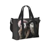 Borsa a mano da viaggio con stampa di furetti alla moda francese, leggera, pieghevole, per viaggi di fine settimana, vacanze, aereo