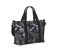 Borsa a mano da viaggio con stampa di libellule grigie per donne e uomini, leggera, pieghevole, per gite nel fine settimana, palestra, vacanze