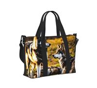 Borsa a mano da viaggio con stampa di lupi per donne e uomini, leggera, pieghevole, per gite nel fine settimana, palestra, vacanze