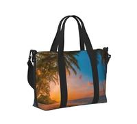 Borsa a mano da viaggio con stampa di palme hawaiane al tramonto per donne e uomini, pieghevole, per weekend, vacanze, viaggi, tote