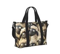 Borsa a mano da viaggio con stampa di pecore in stile cartone animato, per donne e uomini, leggera, pieghevole, per gite nel fine settimana, palestra, vacanze