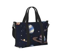 Borsa a mano da viaggio con stampa di pianeta stelle e Via Lattea, per donne e uomini, leggera, pieghevole, per gite nel fine settimana, palestra, vacanze