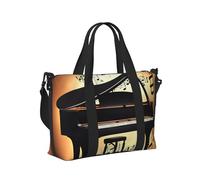 Borsa a mano da viaggio con stampa di pianoforte, violino e note musicali, per donne e uomini, leggera, pieghevole, per gite nel fine settimana, palestra, vacanze