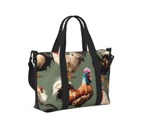Borsa a mano da viaggio con stampa di pollo e gallo, leggera, pieghevole, per viaggi nel fine settimana, vacanze, aereo
