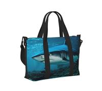 Borsa a mano da viaggio con stampa di squalo blu, per donne e uomini, leggera, pieghevole, per lavoro, fine settimana, viaggi, campeggio