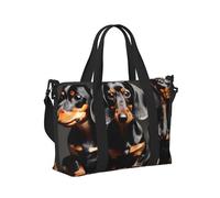 Borsa a mano da viaggio con stampa di tre bassotti, borsa a tracolla pieghevole portatile per gite nel fine settimana, palestra, vacanze