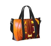 Borsa a mano da viaggio con stampa di zucca autunnale per donne e uomini borsa portatile pieghevole per viaggi di fine settimana