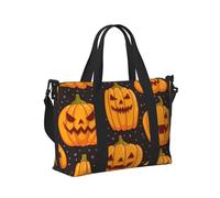 Borsa a mano da viaggio con stampa di zucca di Halloween per donne e uomini, leggera, pieghevole, per viaggi nel fine settimana, palestra, vacanze