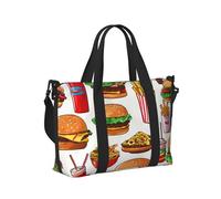 Borsa a mano da viaggio con stampa fast food per donne e uomini, leggera, pieghevole, per viaggi di fine settimana, palestra, vacanze