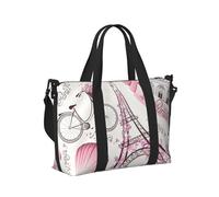 Borsa a mano da viaggio con stampa floreale Torre di Parigi Borsa a mano pieghevole portatile per weekend viaggio palestra vacanze
