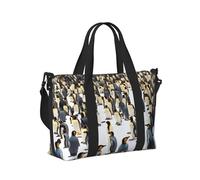 Borsa a mano da viaggio con stampa pinguini nella neve, per donne e uomini, leggera, pieghevole, per gite nel fine settimana, palestra, vacanze