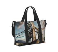 Borsa a mano da viaggio con stampa storica Old Tower Bridge Londra per donne e uomini borsa da viaggio pieghevole portatile per viaggi di fine settimana