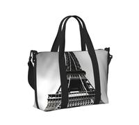 Borsa a mano da viaggio con stampa Torre Eiffel nera Parigi Borsa a mano pieghevole portatile per weekend viaggio palestra vacanze