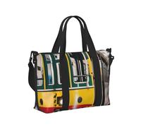 Borsa a mano da viaggio con stampa tram di Lisbona, portatile, pieghevole, borsa a tracolla per viaggi di fine settimana, palestra, vacanze