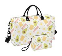 Borsa a mano da viaggio con uova fritte di avocado verde, pancetta, toast, grande, borsa da palestra con tracolla regolabile per palestra, grande capacità
