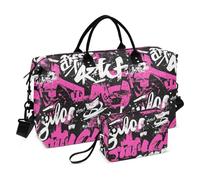 Borsa a mano da viaggio Doodle Pesca Bianco Nero Cartoon Travel Weekender Gear Bag con Cinghia Regolabile per Palestra Multifunzionale bolsa para viajar en avion de mujer