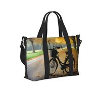 Borsa a mano da viaggio leggera con albero autunnale con stampa di bici antiche e vecchie, da portare in palestra, per viaggi nel fine settimana
