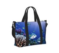 Borsa a mano da viaggio leggera con squalo che nuota sotto il mare, da donna, da viaggio, per il fine settimana, in palestra