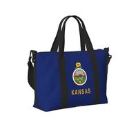 Borsa a mano da viaggio leggera e pieghevole con stampa bandiera del Kansas, per donne e uomini, vacanze all'aria aperta