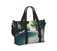 Borsa a mano da viaggio leggera per donne e biciclette, con stampa di auto e bicicletta, per viaggi nel fine settimana, palestra