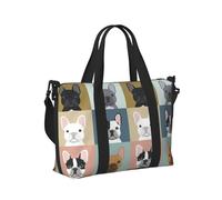 Borsa a mano da viaggio per donne e uomini, con stampa bulldog francese, pieghevole, portatile, per viaggi nel fine settimana
